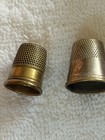 Lot Of 2 Metal Sewing Thimbles - Gold Tone   Silver Tone  Original