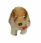 Vintage Dakin Dog Plush Japan 8  Sawdust Stuffed Animal Brown Beige Red Ribbon