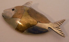 Vintage Taxco Mexico Sterling Silver Mixed Metals Metales Tp-24 Fish Pin Brooch