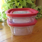 Lot Of 2 Rubbermaid Premier Storage Containers Red Lids  Swirls 5 Cup 3 Cup Usa