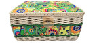 Vintage Sears Best Large Sewing Basket With Tray - Woven Wicker Floral