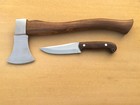 Custom Made Set Of Camping Hatchet Axe   Bushcraft Hunting Knife With Sheaths