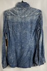 True Religion Nwt Women s Georgia Slim Western Shirt Blue Acid Wash Size M