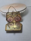Rare Vtg Marathon Art Deco Guilloche Two Tone Purse Powder rouge Inside Intact