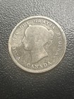 1870 Canada 5 Cents Queen Victoria Silver Coin Vg f First Year Issue Km 2