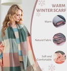  Women s Long Plaid Blanket Scarf Chunky Oversized Winter Fall Warm Brown Pink