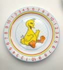 2 Sesame Street Porcelain Numbers Plates Big Bird Cookie Monster 8       Japan