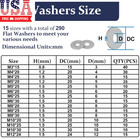 290 Pcs 304 Stainless Steel Flat Washers Assortment Kit 15 Sizes Wide Fender Was