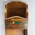 Vintage Wooden Wall Mail Organizer     Bills  Letters   Misc Painted Folk Art