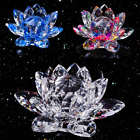 5  130mm Fengshui Crystal Lotus Glass Flower Paperweight Home Office Decoration 