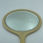 Pyramid Art Deco Hand Mirror Ivory Celluloid Vintage Vanity Oval 14 5in Rare
