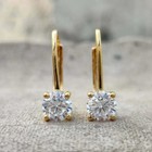 2 00ct Round Cut Diamond Solitaire Drop   Dangle Earrings 14k Yellow Gold Finish