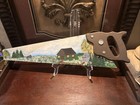 Vtg Hand Painted Early Autumn Farm Scene Disston Saw 20    Blade Signed L Stanley