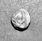 Silver Phoenician Coin  Galley Rides Waves W  Bearded Deity  baal    9mm