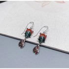 Vintage Cloisonne Koi Fish Dangle Earrings Women Chinese Style Jewelry Gift