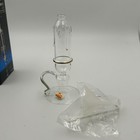 Lefton Luminaires Oil Candle 6in Clear Gold Trim Glass Chamberstick Vintage Lot