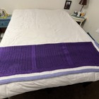 Vintage Afghan Blanket Hand Crocheted Purple Throw Knitted 62x54