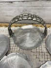Vintage Hammered Aluminum Coaster Set Caddie Holder Dogwood Cabbage Rodney Kent