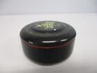 Vintage Hand Painted With Flowers Black Lacquer Trinket Box