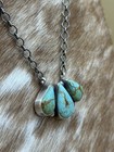 Navajo Handmade Sterling Silver Blue Glacier Turquoise Cluster Bar Necklace 18   