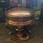    vintage Copper   Brass Chafing Dish With Pan  Domed Lid  Stand   
