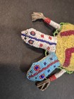Native American Plains Beaded Umbilical Two-headed Turtle lizard Fetish Amulet