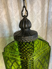 Vintage Hexagonal Hanging Swag Lamp  Green 