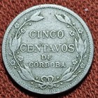 1927 Nicaragua 5 Centavos De C  rdoba Coin Vf Km 12 Low Mintage