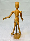 Vintage Wood Fully Jointed 12  Figure Articulated Artist Model Doll With Stand