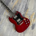 Free Shipping Sg  Electric Guitar Cherry Red Chrome Hardware Lightning Inlay