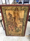 Antique  Japanese Painting On Wood Panel Wall Hanging 24    X 37