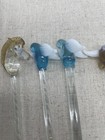 Lot Of 7 Hand Blown Glass Swizzle Stir Sticks Assorted Animals turtle angels