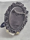 Vintage Art Deco Side View Brooch Pin Flapper Woman Velvet Hat Curly Blonde Hair