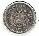 1874 Yj Peru 1 5 Sol Silver Rare
