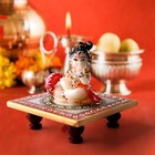 God Statue With Chauki Sculpture Idol Figurine Hand Painted Decorative Showpiece