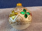 Christmas Ornament Glass Silver Ball Color Diamond Flowers   Gold Glitter Aa4391