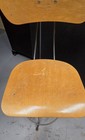 Vintage Toledo Steel Industrial Drafting Table Stool Adjustable Chair Wood Seat