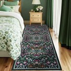 2x6 Washable Runner Rug   floral Indoor Kitchen Carpet Dark Green - For Hallway