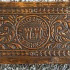 Antique Wheeler   Wilson Sewing Accessories Carved lined Push Button Wooden Box