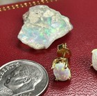 14k Solid Yellow Gold 2 Carat Total Ethiopian Welo Opal Studs Earrings