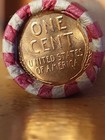Bu Penny Showing On End Of 50 Coin Circ Wheat Cent Shotgun Roll Unsearched