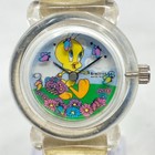Vtg Armitron Tweety Bird Watch Women 26mm Clear Rotating Butterflies New Battery