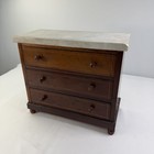 Antique Dresser Chest Drawers Wood Inlay Marble Top 13    Salesman Sample Vintage