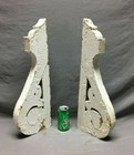 Vtg Pair Wood Gingerbread Corbels White Shabby Porch Brackets Chic 525-25b