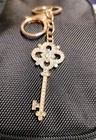 Skeleton Key Bling Ab Crystal Rhinestone Goldtone Keychain Keyring Bag Charm