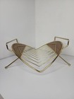Mcm Vintage Magazine Record Holder Brass And Wood