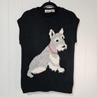 Vintage Womens Miniature Schnauzer Fuzzy Dog Sleeveless Pullover Sweater Small