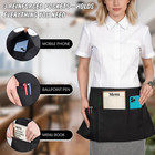 16 Pack Black Waist Aprons  Heavy Duty 3 Pockets Water Resistant