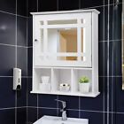 Mirror Door Bathroom Storage Wall Mounted Medicine Cabinet With 3 Shelves White