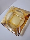 Vintage Mcm Amber Glass Ashtray 4 5  Square 